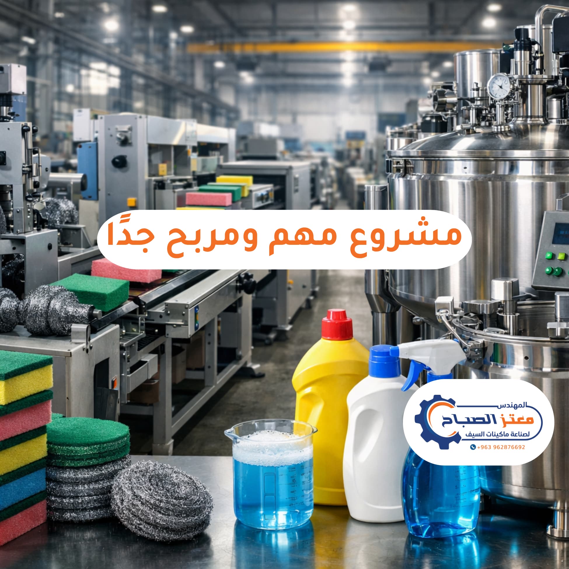 مشروع مهم ومربح جدًا: شركة الصباح لصناعة ماكينات سيف الجلي وليف الجلي وخلاطات المنظفات – دليلك لبدء استثمار ناجح
